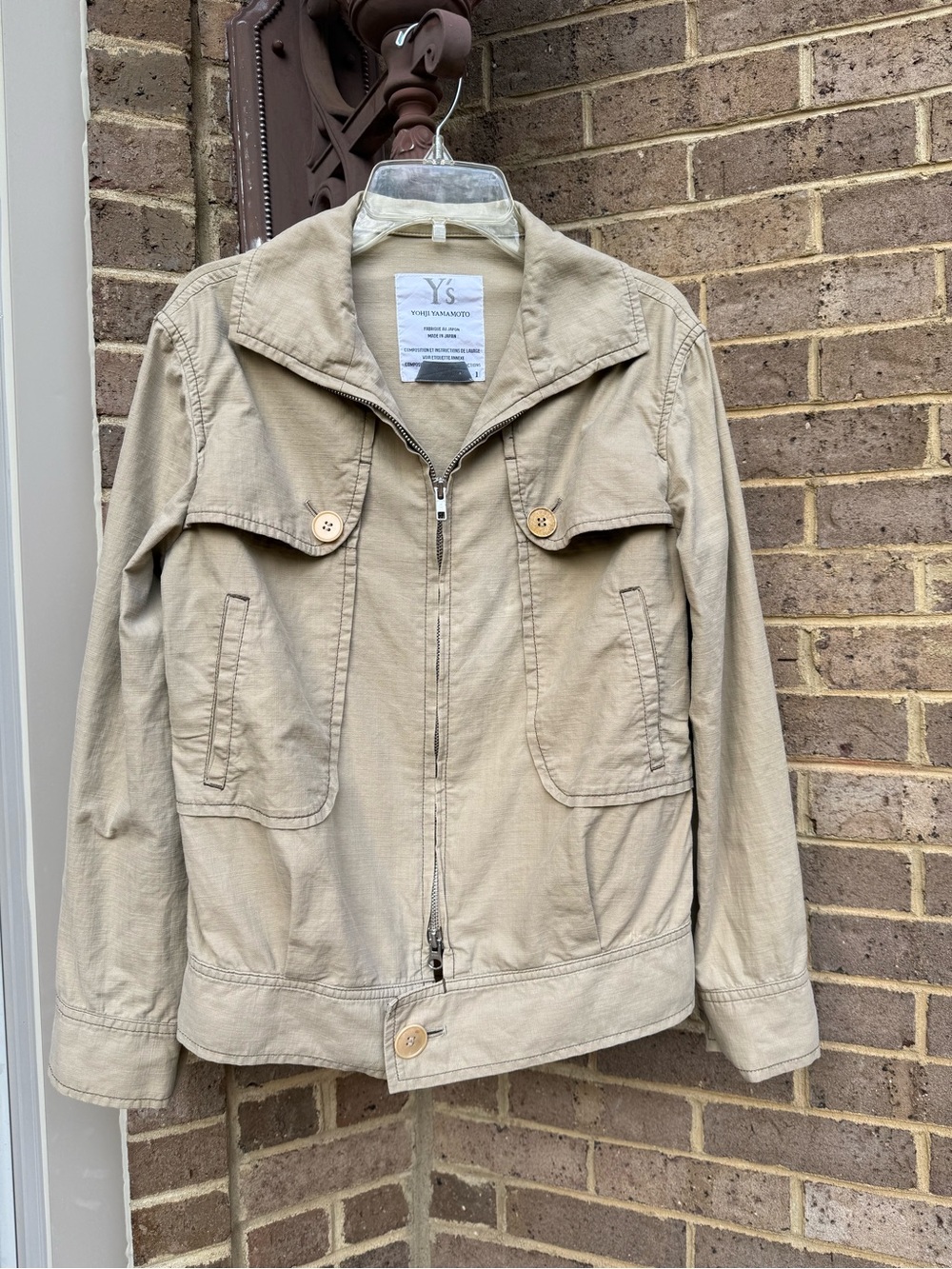 Y's by Yohji Yamamoto Women’s Khaki Zip-Front Jacket